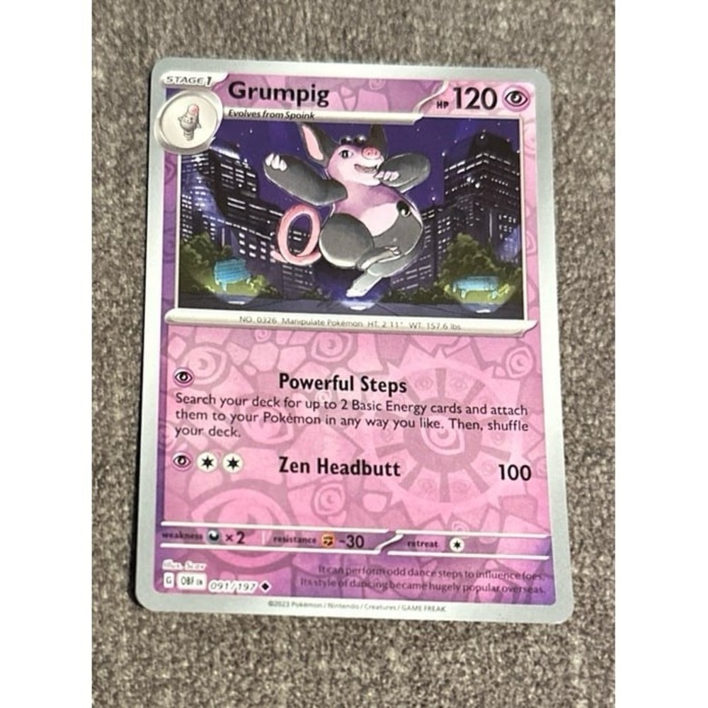 Grumpig Holographic Pokemon Card